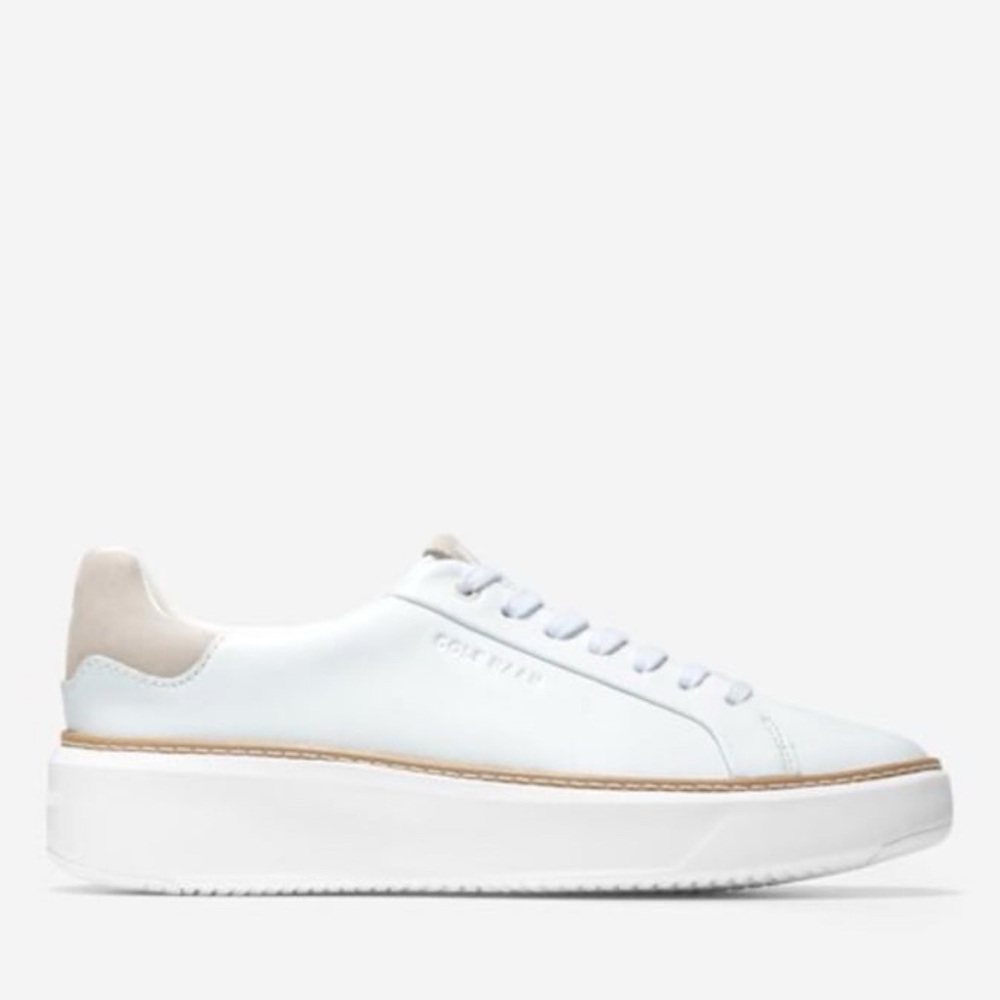Cole Haan White and Tan Platform Sneakers